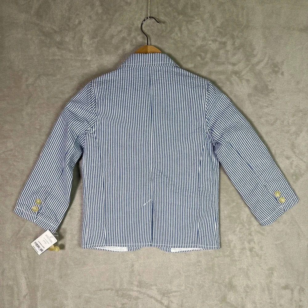 Carter's Little Boys 5 Seersucker Blazer Blue White Pinstripe Wedding Old Money